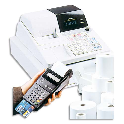 EXACOMPTA Bobine carte bancaire SAFECONTACT 57x40x12mm, L 18M, papier  thermique 55g 1pli.Durée mini 35ans